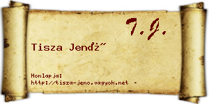 Tisza Jenő névjegykártya